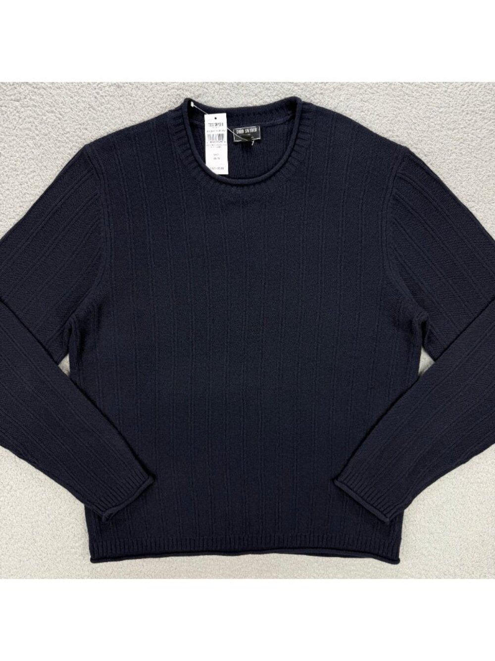 Todd Snyder Sweater Mens Medium M Navy Blue Textured Mini Cable Merino Wool Knit